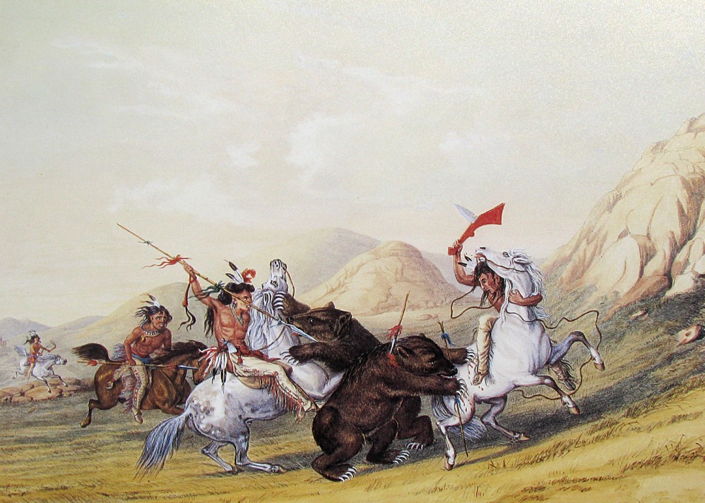 George Catlin - Attacking the Grizzly Bear